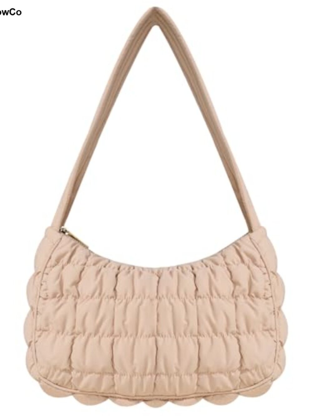 Lightweight Quilted Nylon Puffer Crescent Shoulder Bag Small Tote